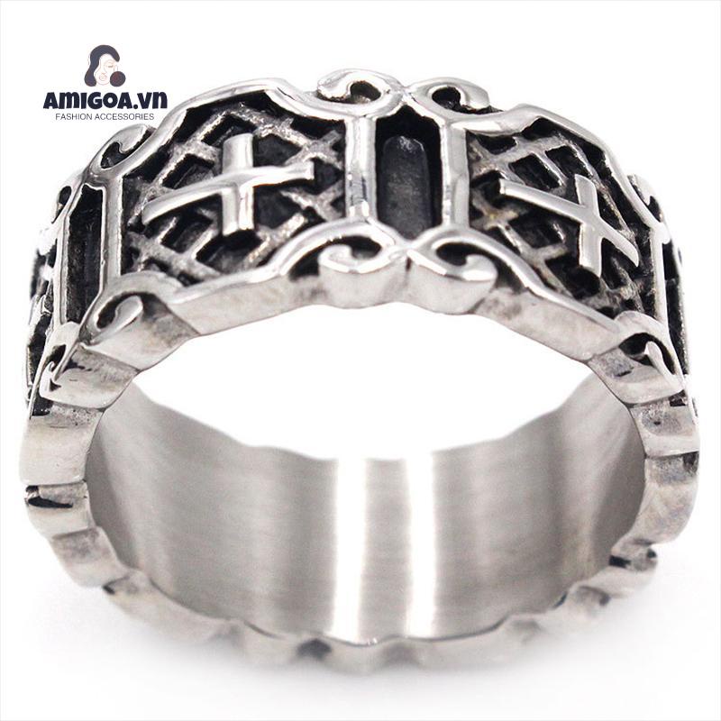 ✨✨Nhẫn Đeo Tay Màu Đen Phong Cách Punk Retro Cá Tính Thời Trang Cho Nam