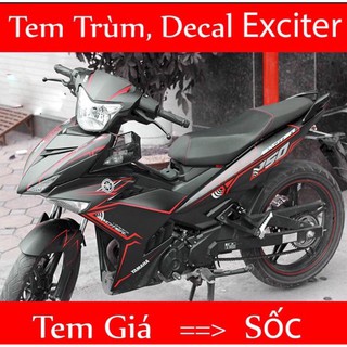 Tem trùm exciter 150 đen chỉ đỏ, độ team decal xe ex dán đời 2015-2020