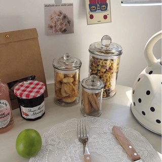 Hũ thuỷ tinh trụ có nắp đựng bánh kéo, lọ gia vị, hũ mứt - Décor nhà Sò