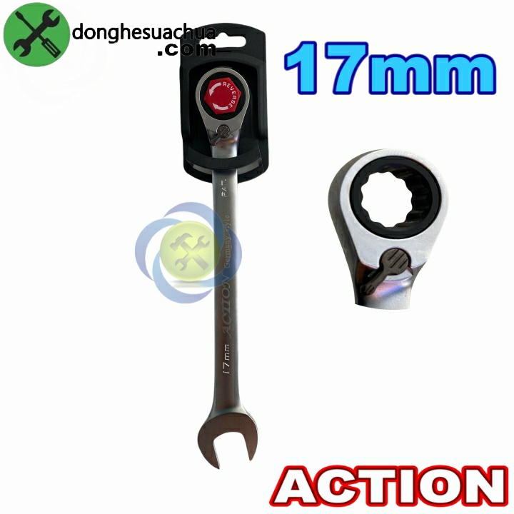 Cờ lê vòng miệng tự động Action 17mm có khóa gạt đảo chiều