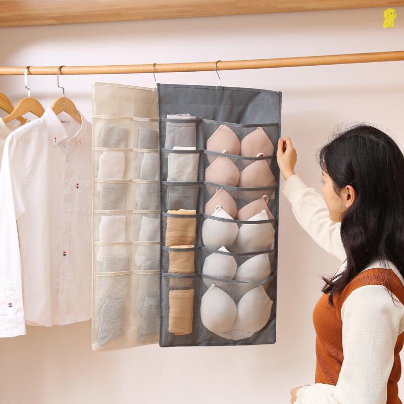 Túi treo đồ lót, tất, vớ 2 mặt nhiều ngăn có móc treo tiện ích