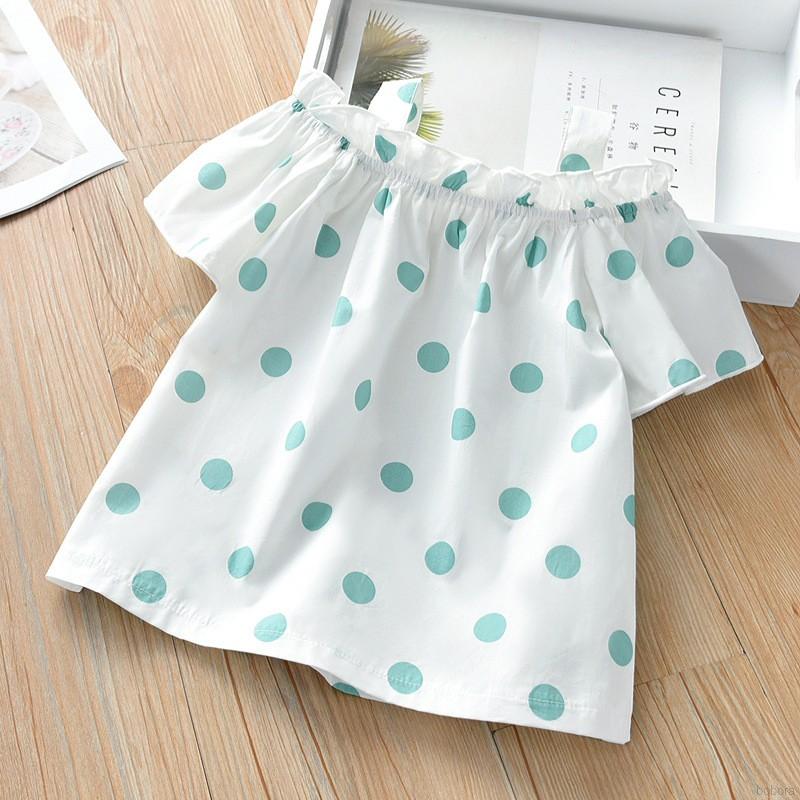 Áo Kiểu Trễ Vai Tay Dài Chất Cotton Cho Bé 1-6 Tuổi