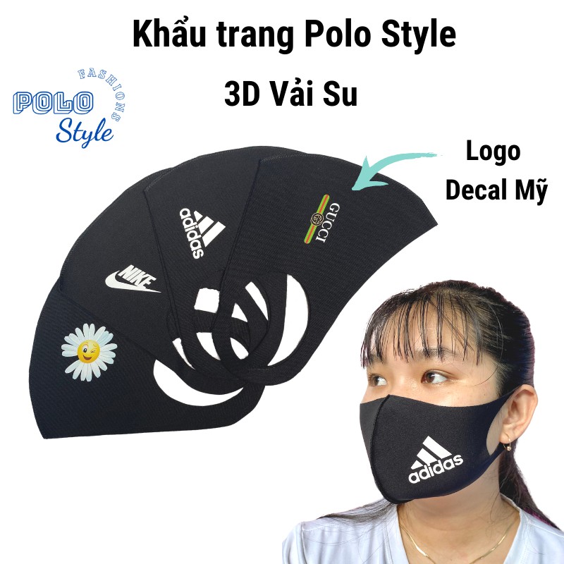 10 khẩu trang vải Su in Logo bằng decal Mỹ POLO Style - Thời trang, dễ thở, đeo không đau tai