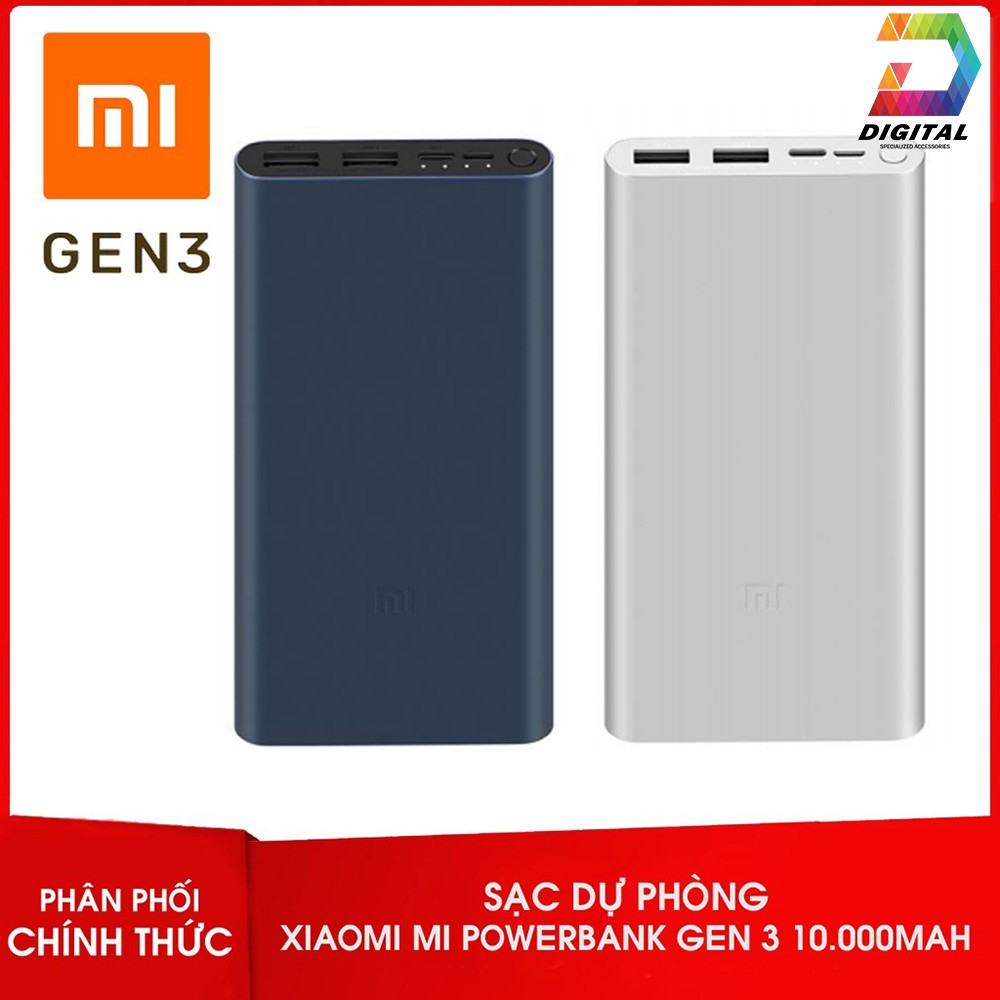 [Mã 267ELSALE hoàn 7% đơn 300K] Sạc Dự Phòng Xiaomi 10000mAh Gen 3 New 2020 Sạc Nhanh QC 3.0