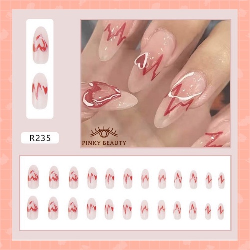 [Phụ Kiện Tặng Kèm 2 Món]Set 24 Móng Tay Giả Thời Trang Cá Tính, Mẫu Nail Pinky Beauty Cho Nữ Diện Các Dịp Lễ, Tết, Noel