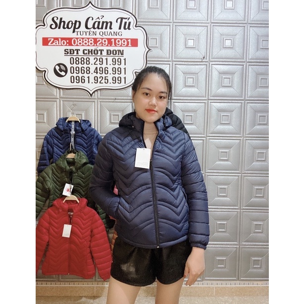 Áo phao nữ siêu nhẹ D'layla hàng Vnxk có mũ giữ âm chất phao siêu mềm | BigBuy360 - bigbuy360.vn