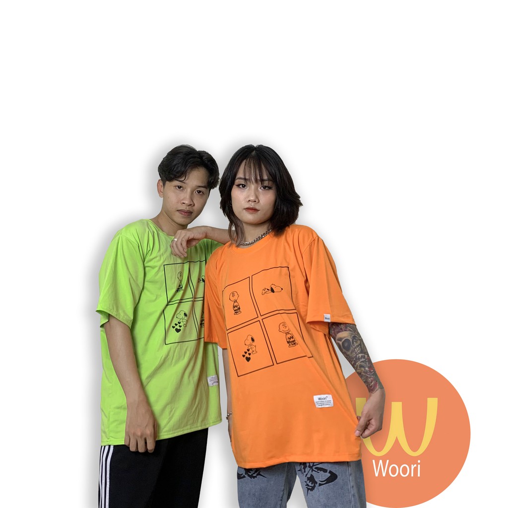 5.Woori áo thun Unisex  Basic Tee  nam nữ tay lỡ form rộng Over Size