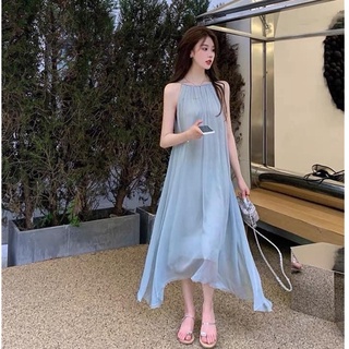 Đầm váy hai dây maxi xanh ngọc đi biển, du lịch có ảnh thật