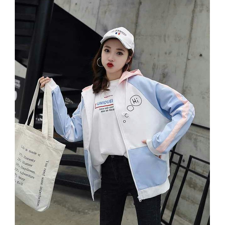 Áo khoác chống nắng nữ dù 2 lớp phối sọc tay Then Talk dễ thương DTP08 - MUA NGAY