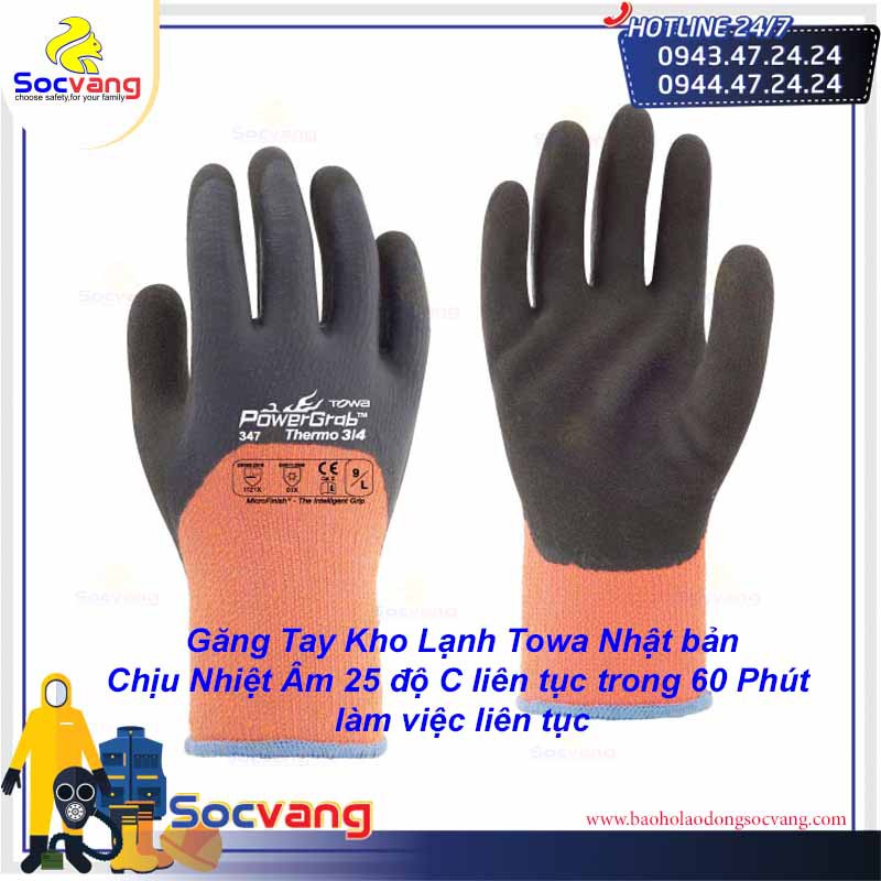 Găng tay kho đông lạnh TOWA- bám dính tốt- giữ ấm- Hình thật