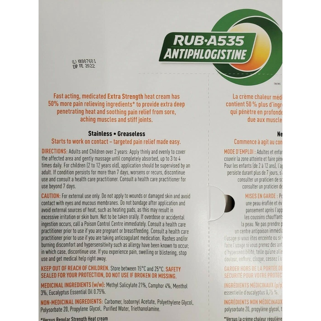 Kem xoa bóp - Chống VIêm Giảm Đau Rub A535 Antiphlogistine Extra Strength Cream