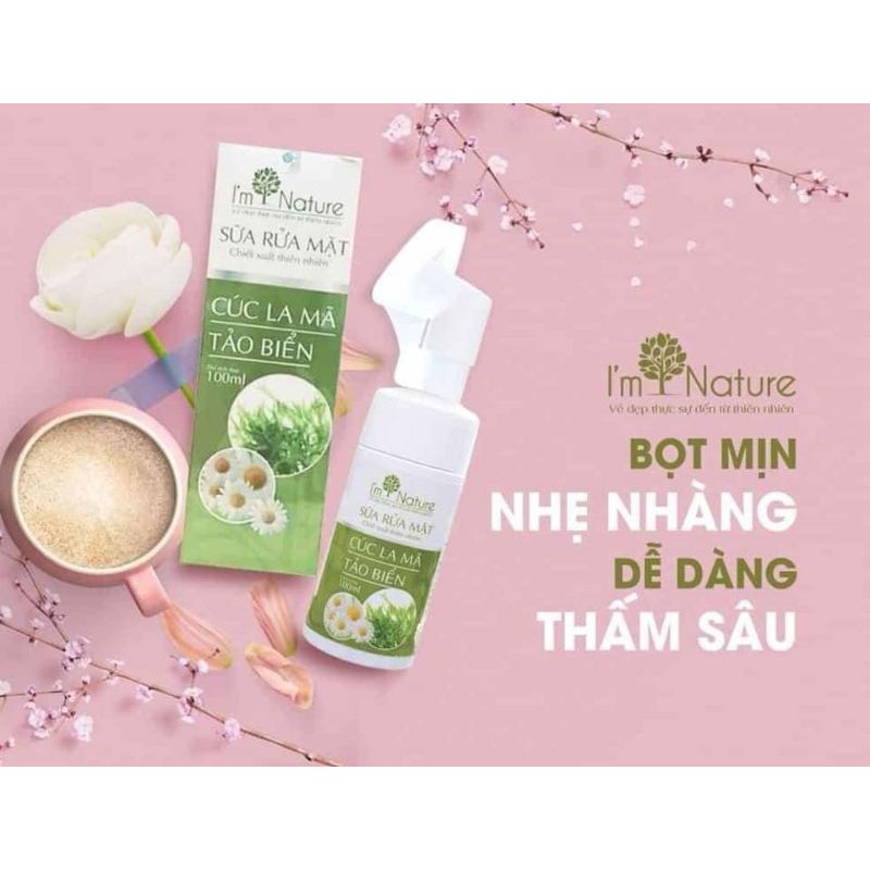 (Quà+) Sữa rửa mặt I'm Nature Cúc La Mã, Tảo Biển