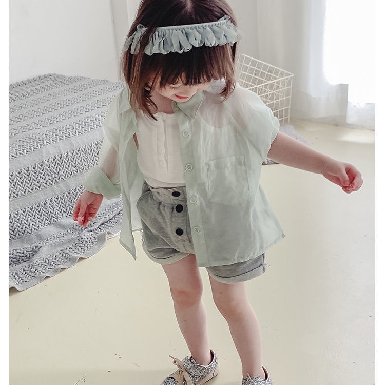 Áo Khoác Cardigan Chống Nắng Vải Cotton Thoáng Khí Thời Trang Mùa Hè Cho Bé Gái