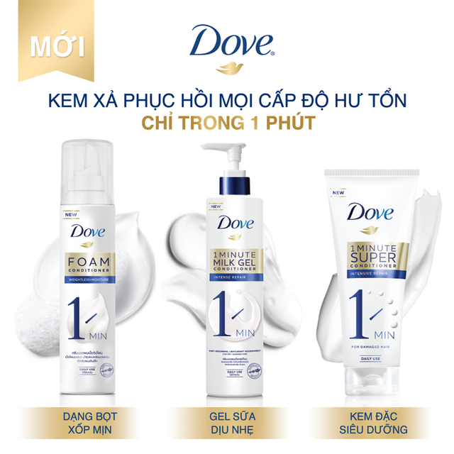 Combo gội 640g + xả 150ml Dove phục hồi tóc hư tổn nhẹ không bết dính | BigBuy360 - bigbuy360.vn