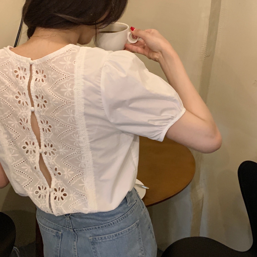 Áo Sơ Mi Tay Phồng Phong Cách Hàn Quốc Cổ Điển Dành Cho Nữ