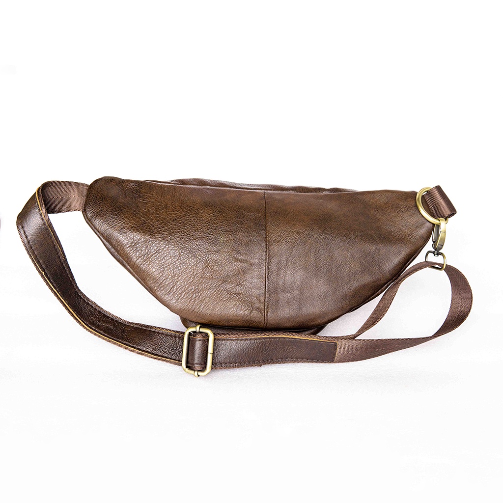 Túi đeo chéo đeo bụng nam cao cấp da bò 100%, khóa đồng  hàng xịn bao chất