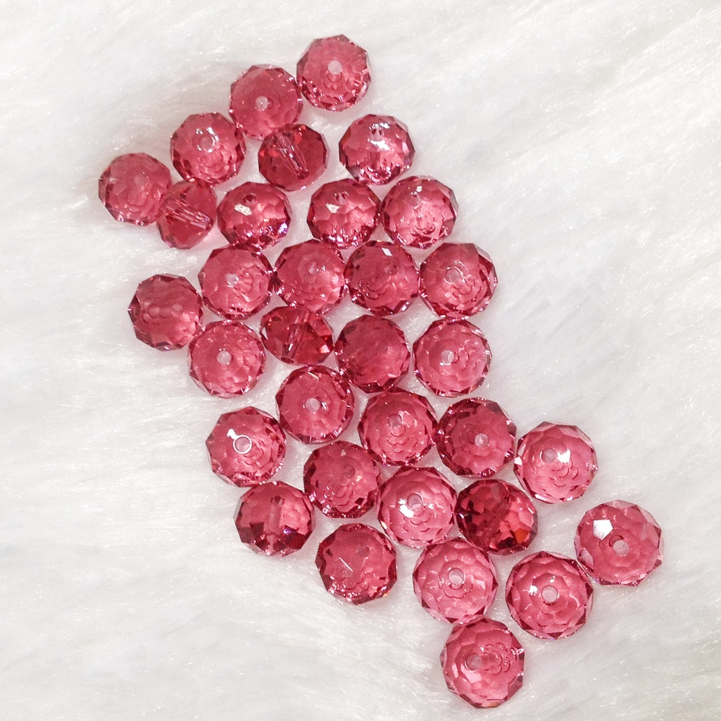 Hạt đá pha lê tròn bẹt size 8mm trong vắt lấp lánh đủ màu dùng làm lắc tay vòng dây chuyền trang sức hoa tai sang trọng