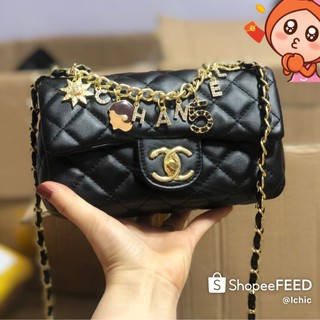 [Full box] Túi xách nữ quảng châu chữ X charm bản trám da mềm dây da pha xích dùng đeo chéo