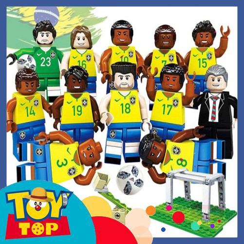 Non - lego Minifigure lắp ráp xếp hình cầu thủ bóng đá đội hình Brazil FIFA 18 Russia Cup [non-lego]