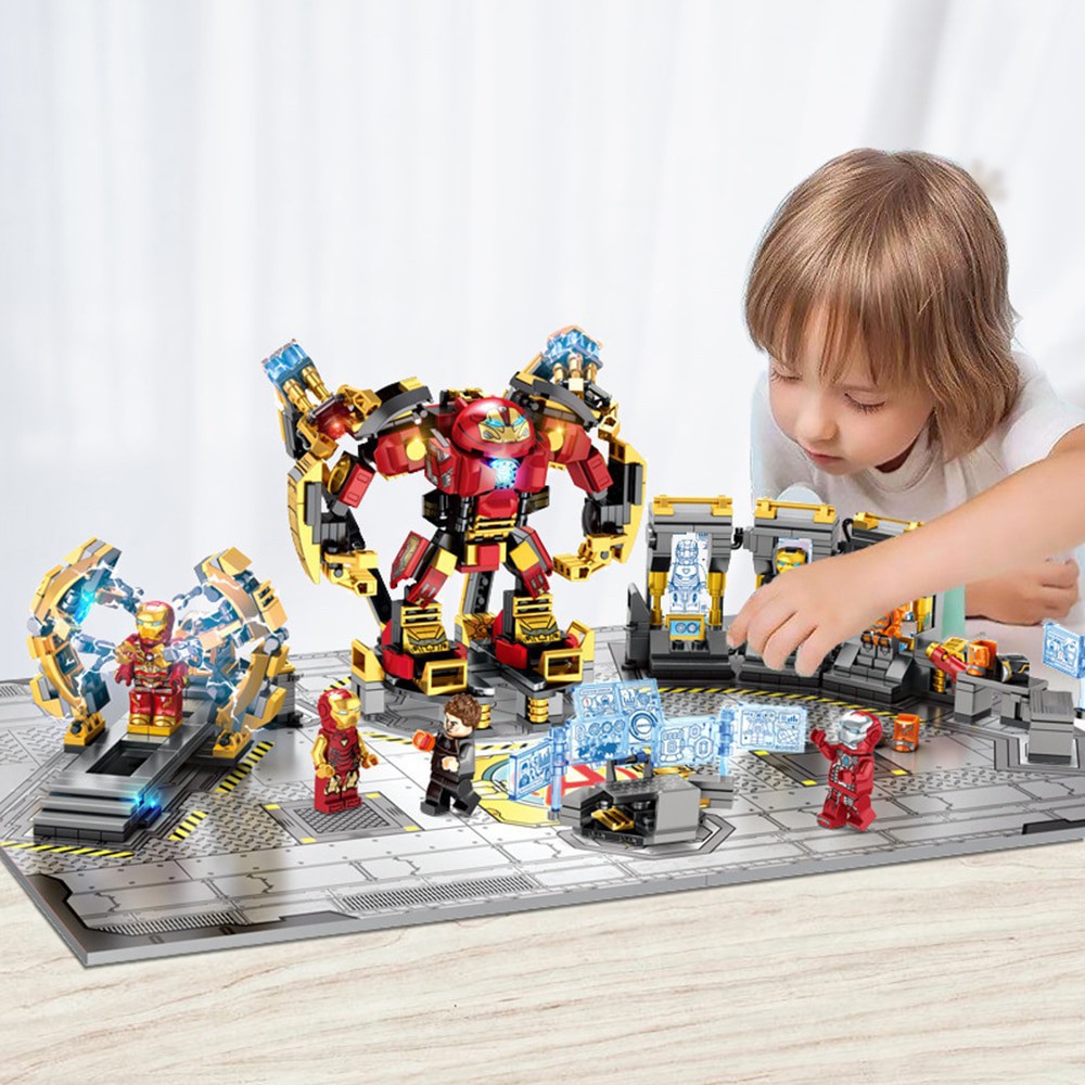 Bộ đồ chơi lắp ráp Trạm sửa chữa Super Gnaku Series Super Hero Iroman Lemoshop ,đồ chơi xếp hình người sắt avenger 76016