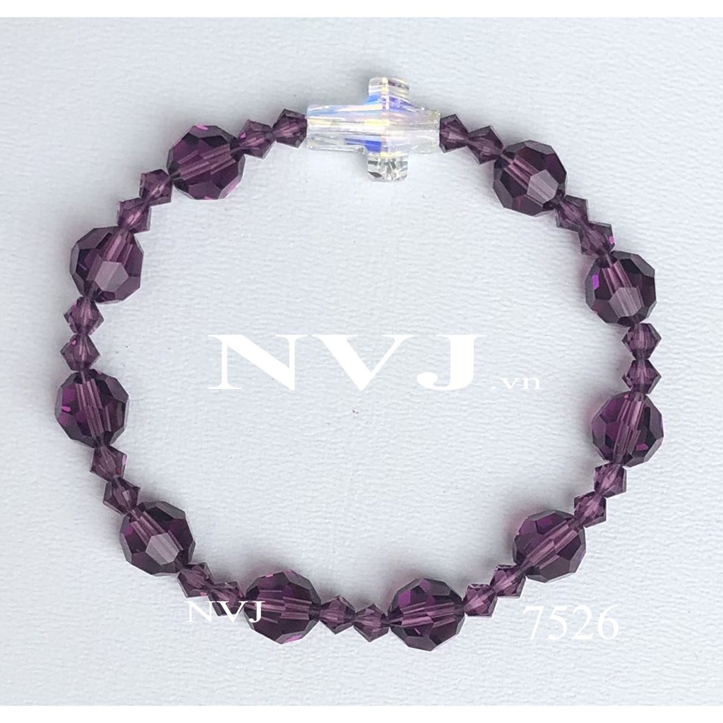 Vòng tay chuỗi mân côi pha lê Swarovski 10 hạt tròn 5000 8ly cao cấp chính hãng