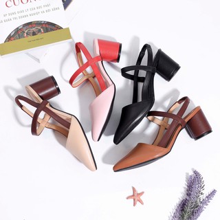 Giày Sandal 5cm Bít Mũi 4161 Màu Vàng
