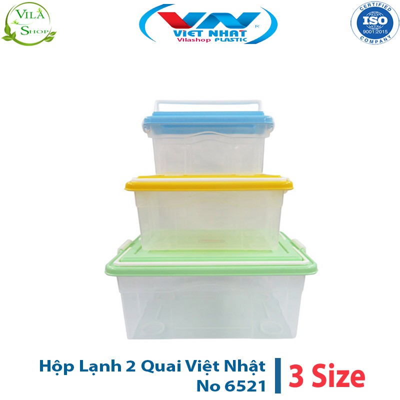 [ 3 Size ] Hộp Đựng Thực Phẩm, Hộp Lạnh 2 Quai Bảo Quản Thực Phẩm Việt Nhật No 6521 - Quai Xách Gọn Gàng Tiện Lợi