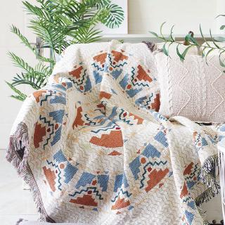 The dust-proof sofa cover is printed with elegant geometric patterns. Nordic style line blanket is suitable for all seasons
