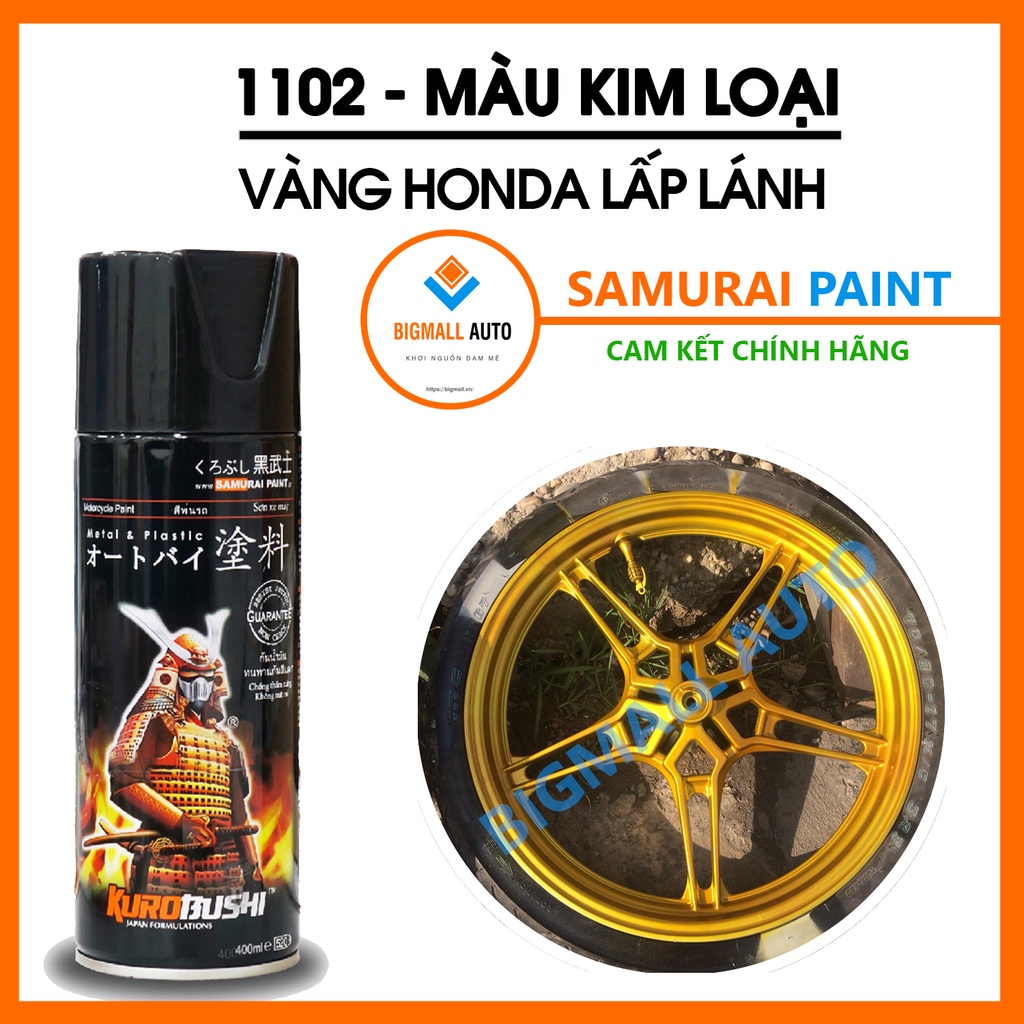 Sơn Samurai màu vàng kim loại honda 1102** chai sơn xịt chuyên dụng dành cho sơn xe máy, ô tô . đồ dùng , dụng cụ