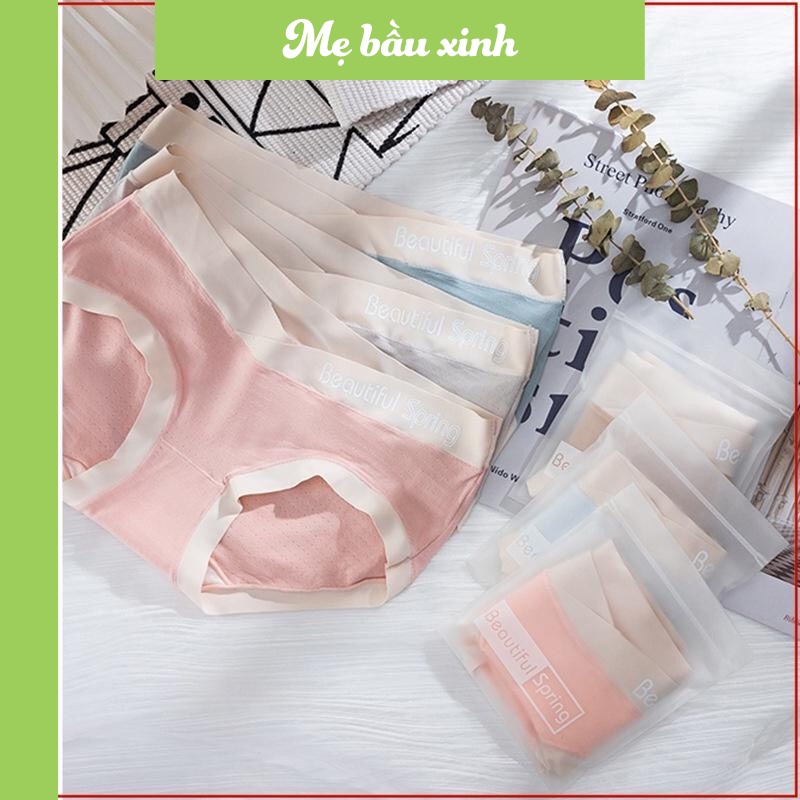 Quần lót bầu và sau sinh cạp chéo, chất cotton, có lỗ thông hơi, kháng khuẩn túi zip Beauty spring cao cấp cho bà bầu | BigBuy360 - bigbuy360.vn