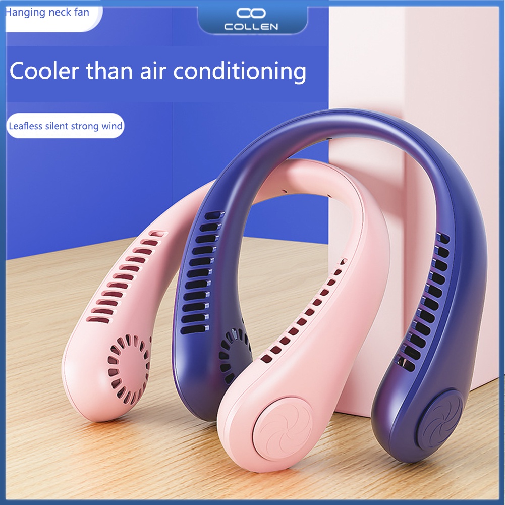 Quạt đeo cổ mini không cánh tiện dụng thổi 360 độ có 3 chế độ gió Quạt tích điện USB mini siêu phẩm hè