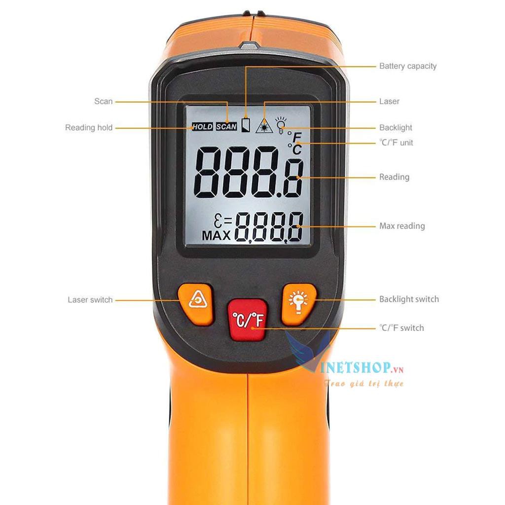 Máy bắn nhiệt độ- nhiệt kế tia laze - tia hông ngoại NEW 2019 -dc3713