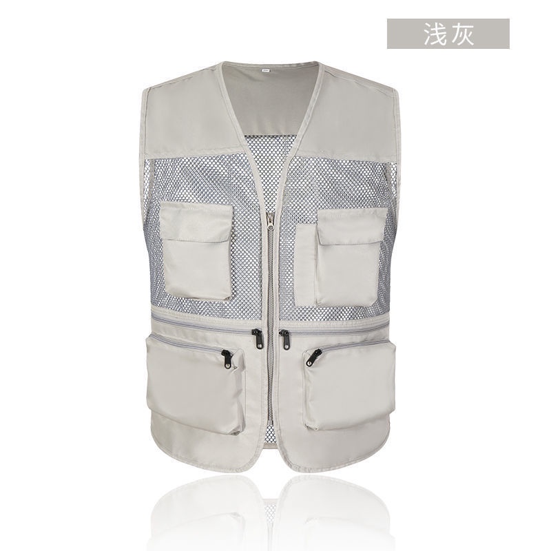 Áo Ba Lỗ Phối Lưới Mỏng Thoáng Khí Nhiều Túi Thời Trang Mùa Hè