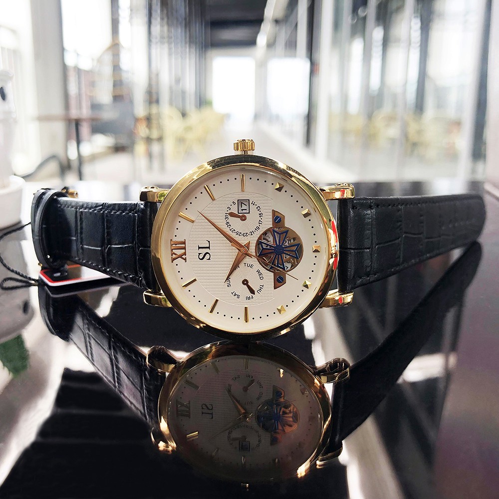 Đồng hồ Nam SL 5083G, Dây da, Full hộp, thẻ bảo hành 3 năm, Mặt Sapphire chống xước, chống nước