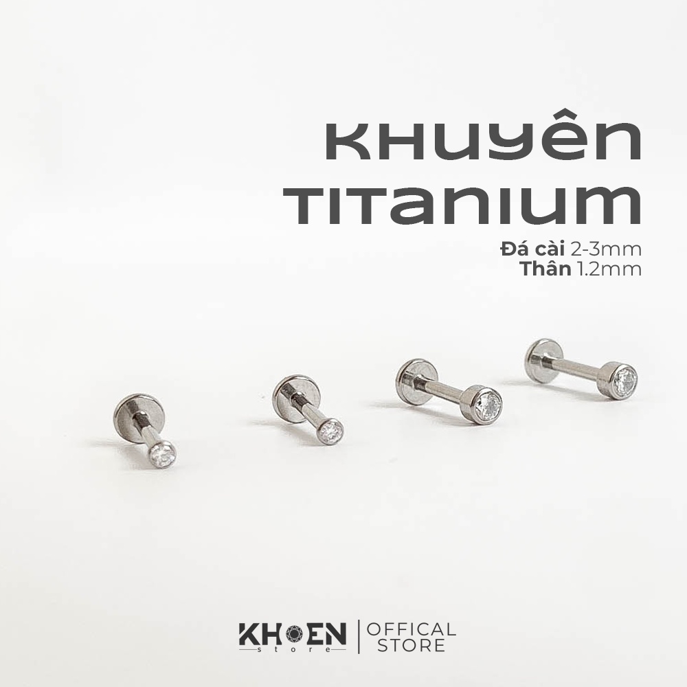 Khuyên đá cài thân 1.2mm - Titanium G23- Khoen Store