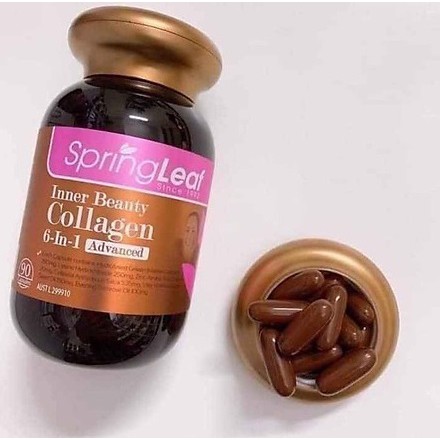 Inner Beauty Collagen Plus Springleaf đẹp da mờ nếp nhăn vết nám thâm sạm tàn nhang 6 IN 1 90v 180v
