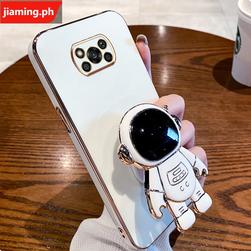 Ốp Điện Thoại Mềm Mạ Điện Hình Phi Hành Gia 3D Có Giá Đỡ Cho Xiaomi Poco X3 X3 NFC X3 Pro