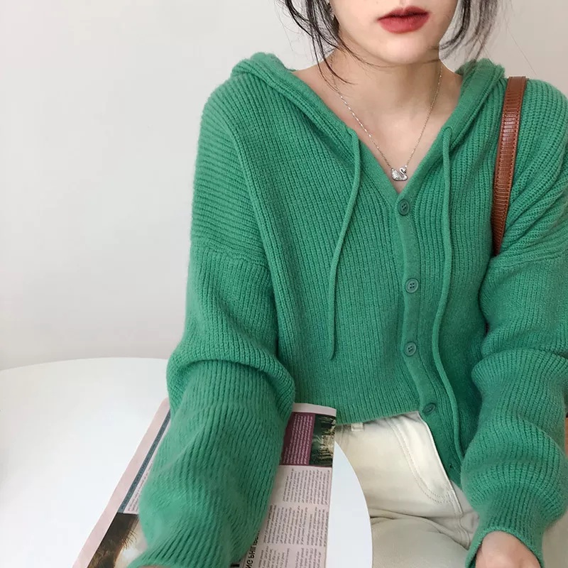 SUXI Mới Áo Khoác Cardigan Dệt Kim Màu Trơn Dáng Rộng Phong Cách Hàn Quốc Thời Trang Mùa Thu Cho Nữ