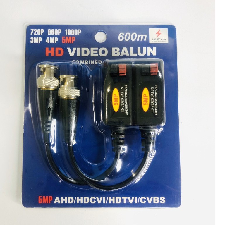 Video Balun UTP 5MP- 1080p hỗ camera AHD/CVI/TVI khoảng cách lên tới 600m