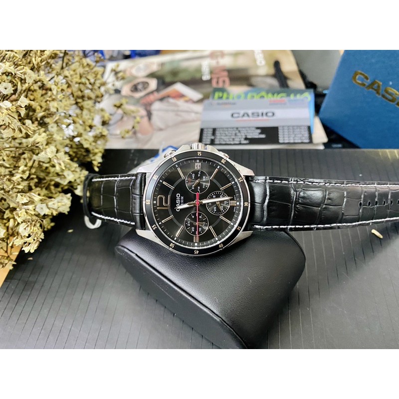 Đồng hồ nam dây da Casio chính hãng Anh Khuê MTP-1374L-1AVDF