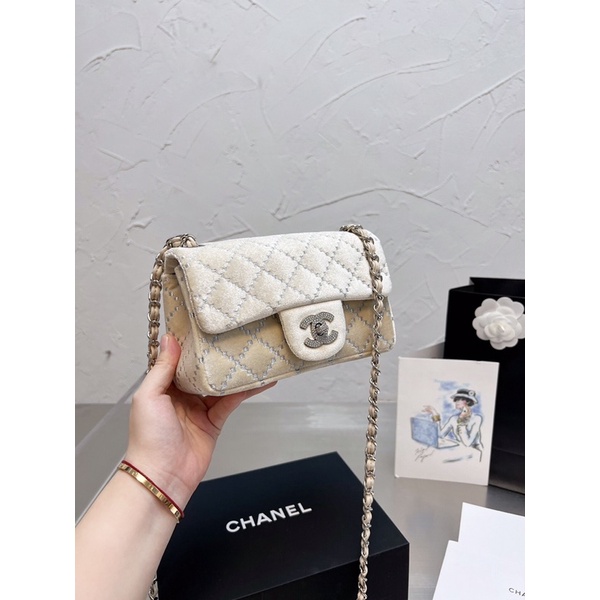 Túi xách Chane nhung đính đá , fullbox.