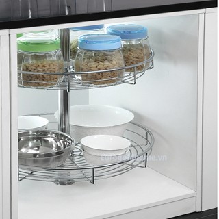 Mâm xoay Inox xoay 360 cho góc tủ bếp mạ Crome bóng 5 lớp cao cấp của hãng Eurogold