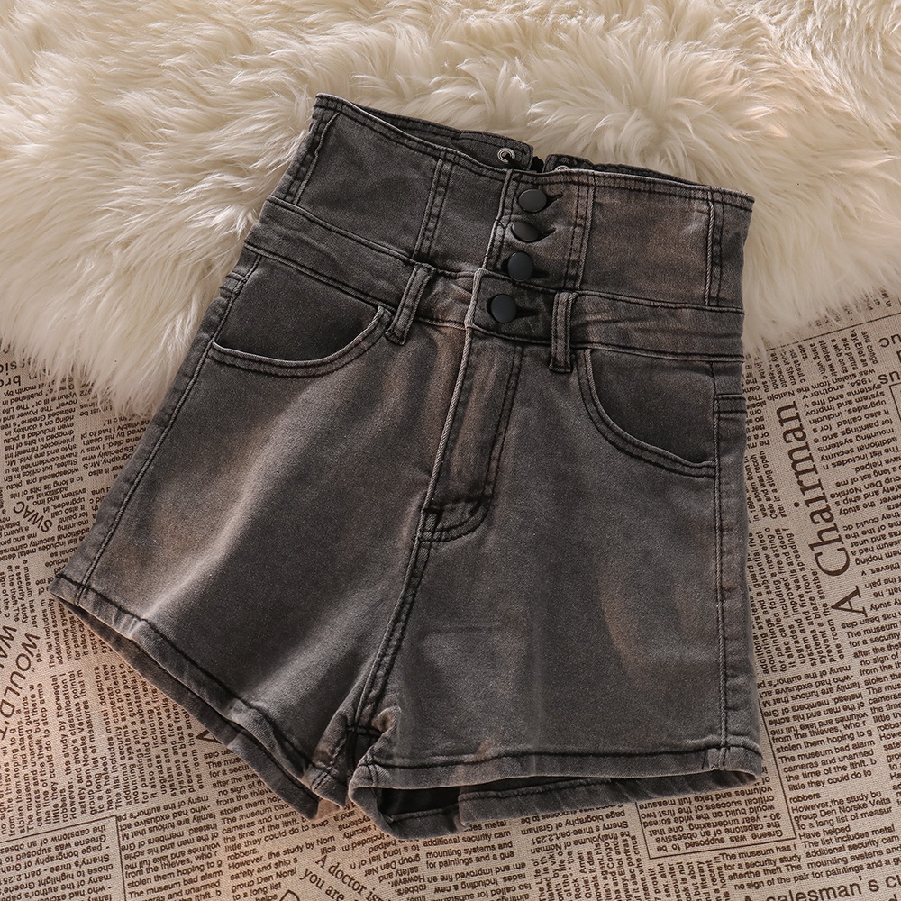 NUZIRO  Quần Short Denim Lưng Cao Cột Dây Thời Trang Cho Nữ