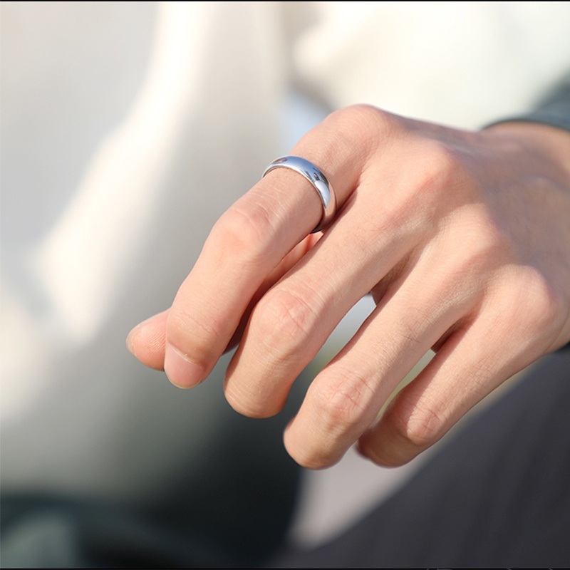 Nhẫn Đính Hôn Bằng Thép Không Gỉ Mặt Gương Bóng Đơn Giản Hợp Thời Trang Cho Nam Và Nữ