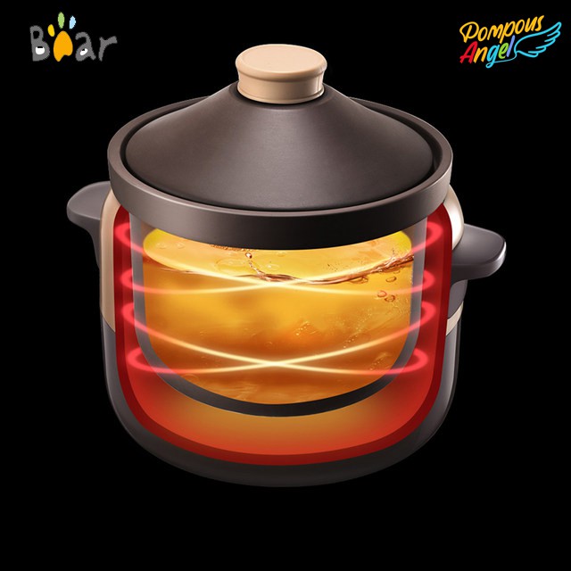 Nồi nấu hầm cháo chậm BEAR DDZ-D40N6 4L gốm tử sa cách thủy, chưng yến, kho cá cao cấp bảo hành 12 tháng