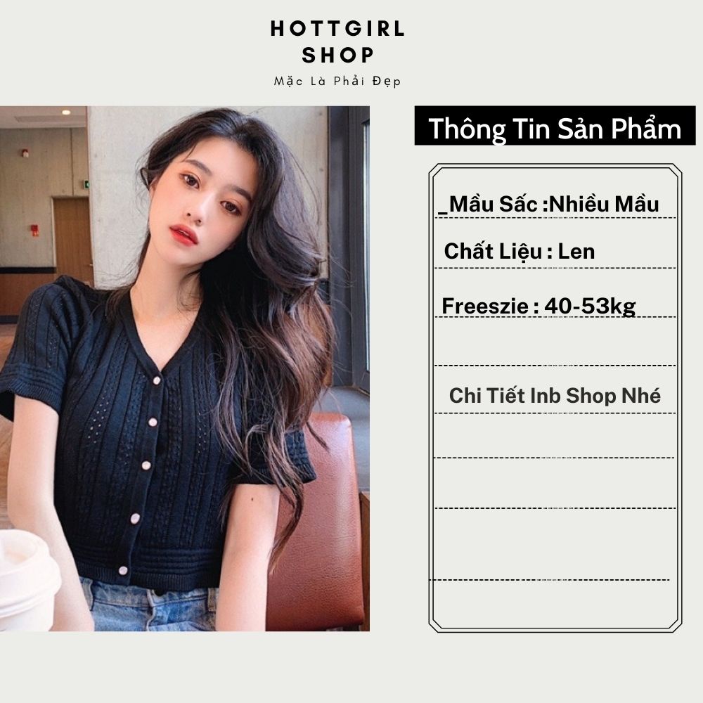 Áo len cộc tay nữ Quảng Châu dáng croptop phối cúc ngọc,giúp chị em tự tin khoe eo thon dáng ngọc,hàng L1 | BigBuy360 - bigbuy360.vn