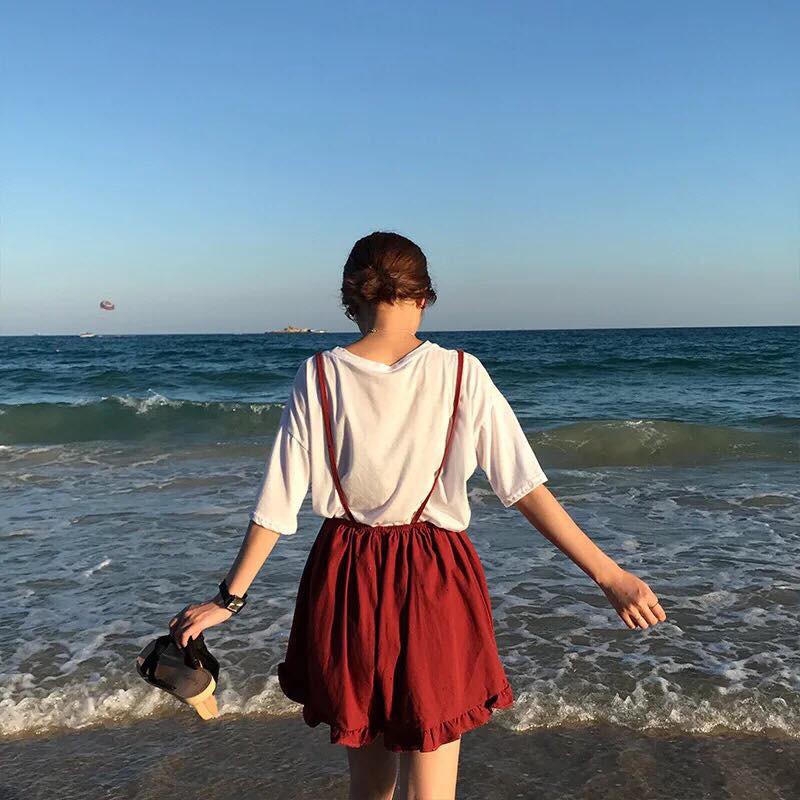 🌺SIÊU XINH🌺 Set quần sooc yếm đỏ + áo thun trắng (Sỉ từ 5sp bất kỳ) | BigBuy360 - bigbuy360.vn