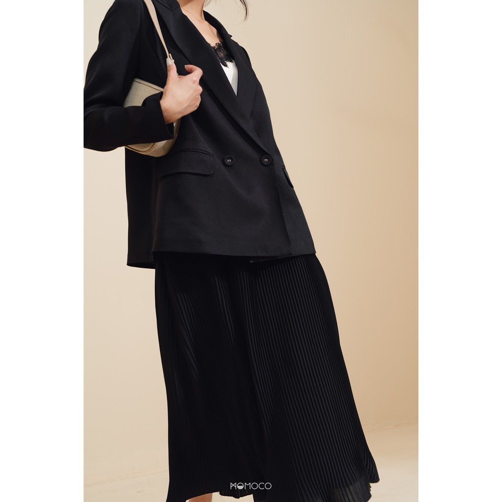 Chân Váy Dài Midi MOMOCO Vải Gập Xếp Li Cá Tính M2728