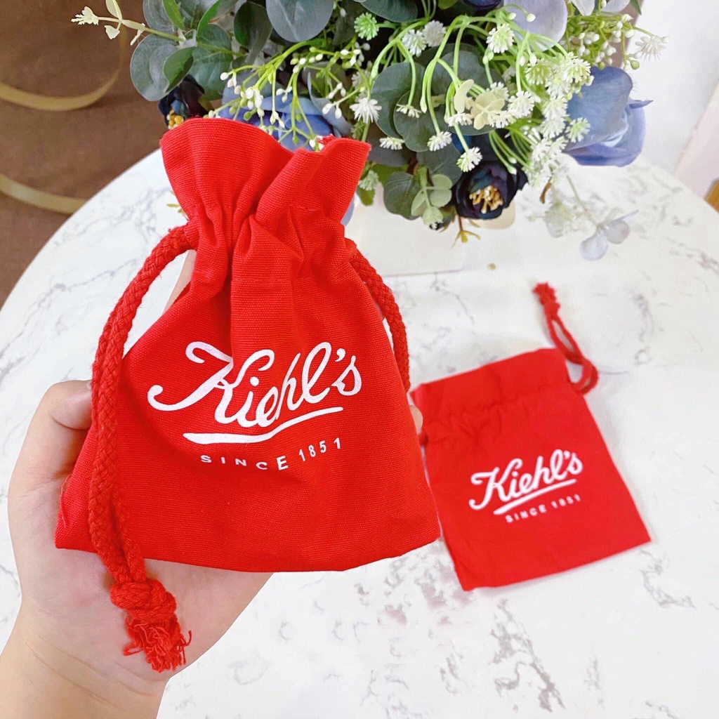 Túi mỹ phẩm rút dây màu đỏ Kiehl's nhỏ gọn size du lịch
