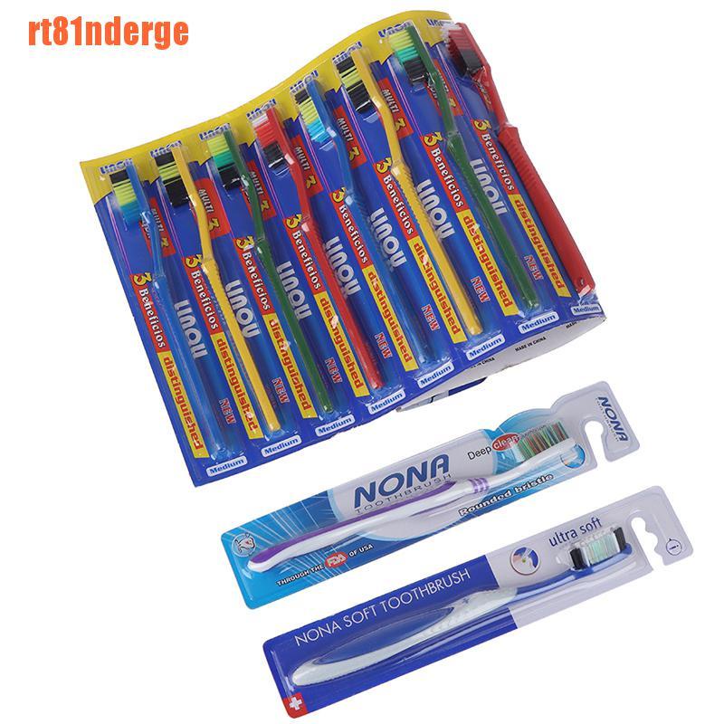 [Hàng mới về] Set 10 bàn chải đánh răng sợi lông siêu cứng bắt chéo làm trắng loại bỏ lớp phủ lưỡi